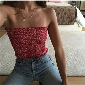 Brandy Melville Red Floral Cleo Tube Top